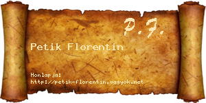Petik Florentin névjegykártya